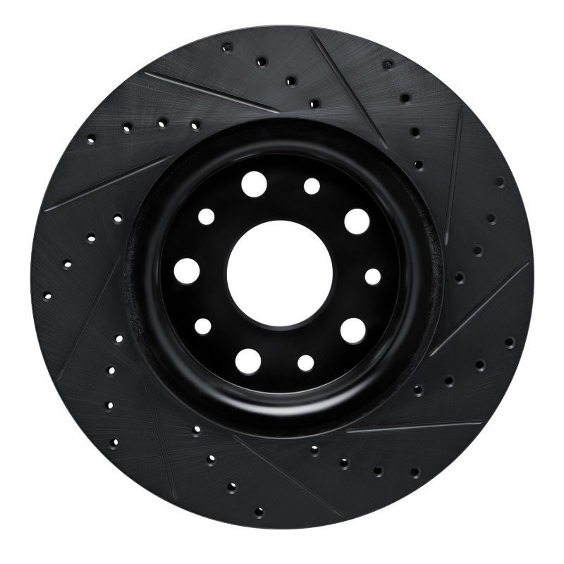 Jeep Wrangler Brake Rotor (1) - Front Left - R1 Concepts - Drilled & Slotted - Black - `18-`25